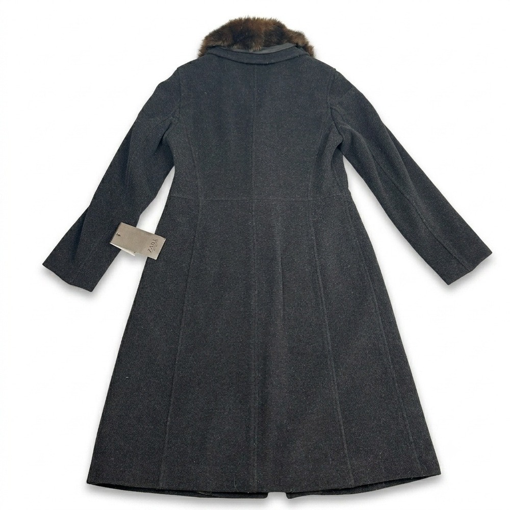 NWT Zara Woman Wool Cashmere Blend Coat Faux Fur Collar Charcoal Grey Size 10 - Picture 3 of 15